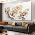 White Canvas Wall Art Living Room Prints Home Wall Decor Modern Canvas Art Wall Decor 35x70 Inches Large Flower Wall Art Elegant Painting Prints Picture For Bedroom Hotel Office Artwork