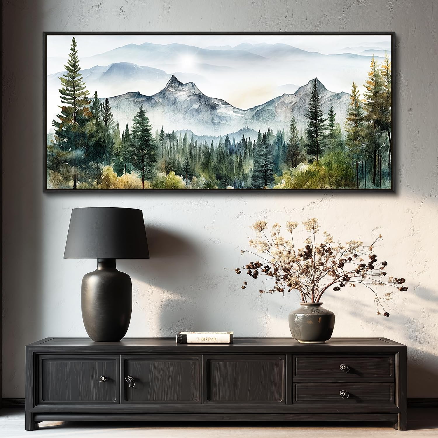 Wapluam Canvas Wall Art For Living Room, Large Framed Wall Decor For Bedroom Modern Office Wall Decorations Forest Landscape Paintings Farmhouse Mountain Pictures Artwork Room Home Aesthetic 32x72