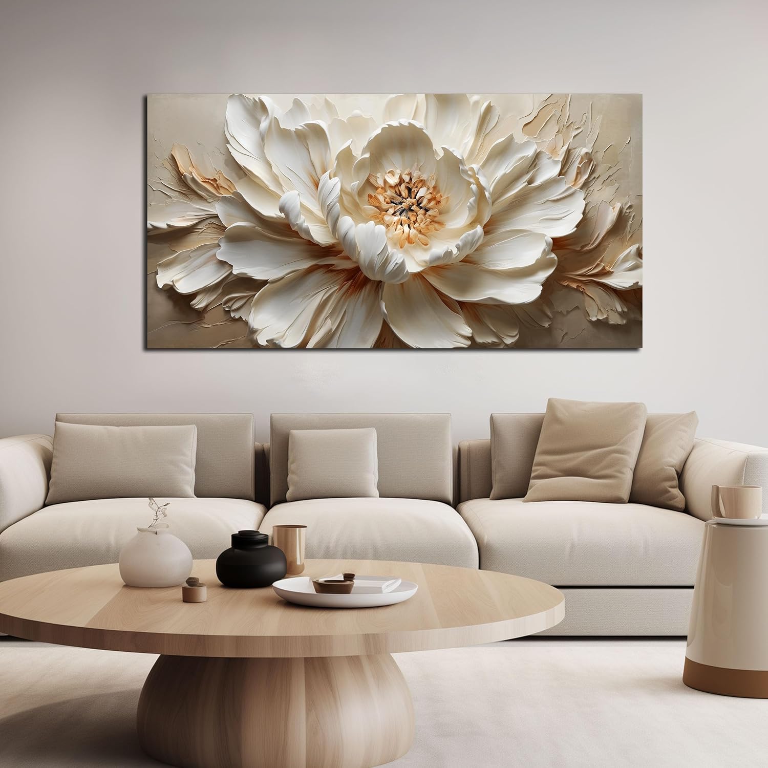 Flower Pictures Wall Decor for Living Room White and Brown Canvas Wall Art Decor Large Bedroom Decor for Teen Girls 29 x 58 Inch