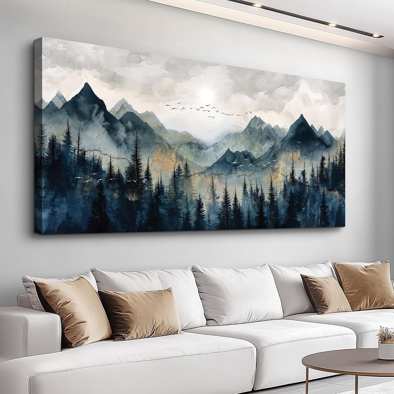 ERQINHUA Canvas Wall Decor For Bedroom Large Wall Art For Living Room Modern Office Decorations Abstract Watercolour Painting Mountain Landscape Wall Pictures Printed Artworks Home Decor 30'X60'
