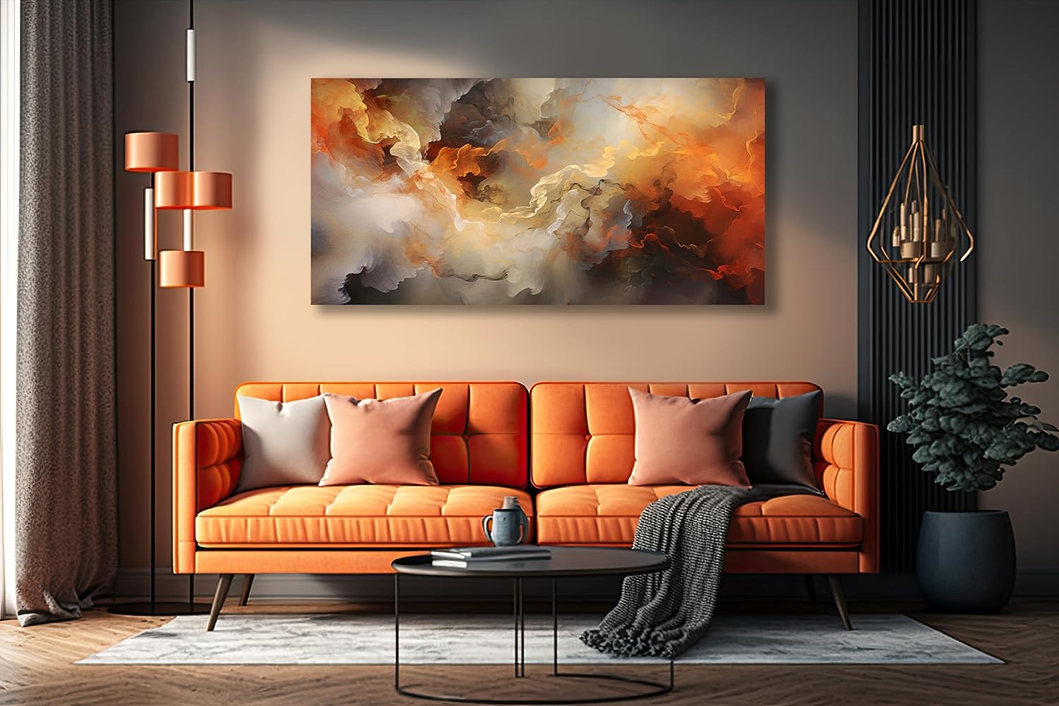 VHMING Abstract Wall Art Home Decor Orange Artwork Wall Art Prints Canvas Painting Wall Decor for Living Room Bedroom Office Decoration 29'x58'