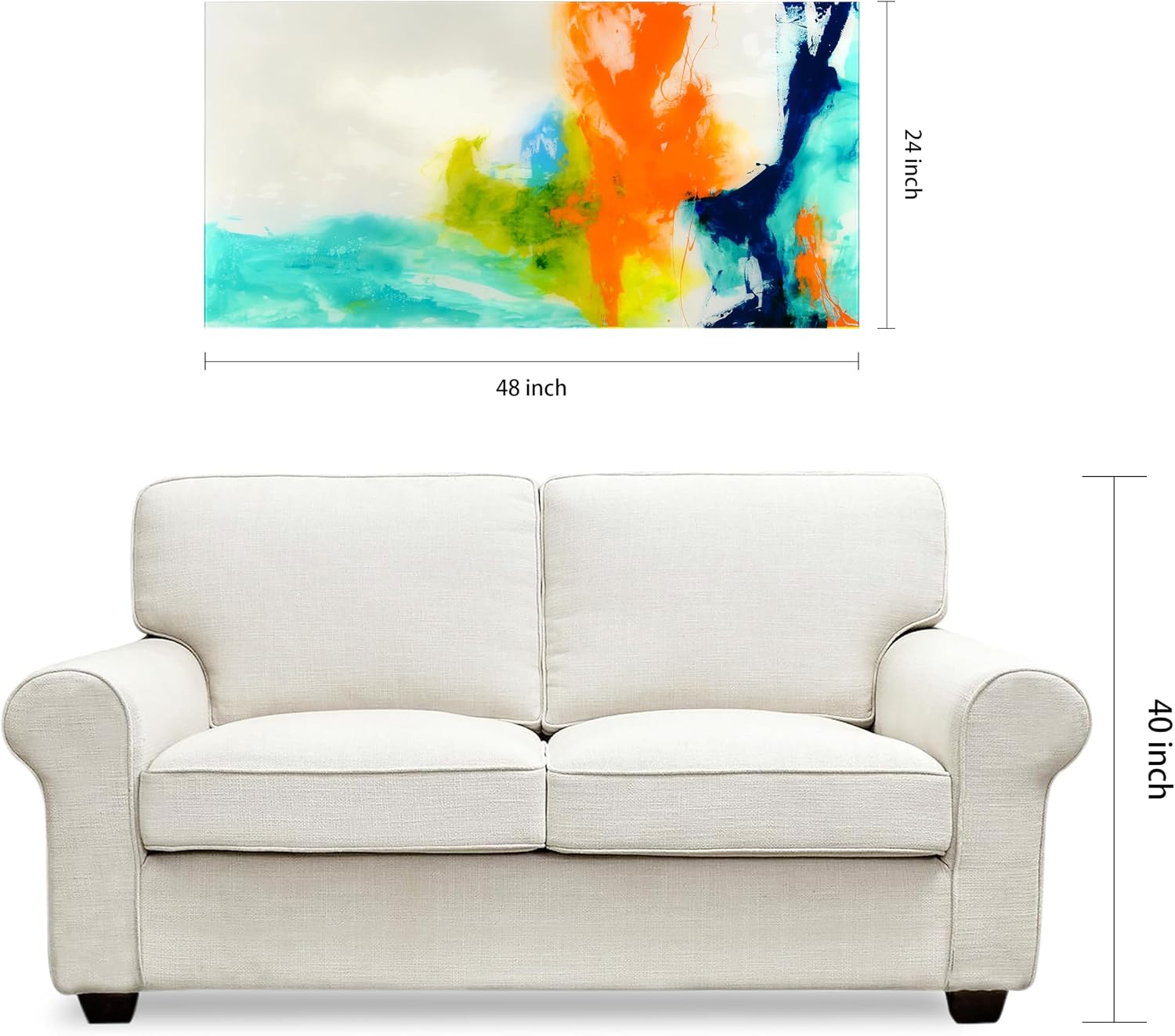 Empire Art Direct TMP-108453-2448 Tidal Abstract 1 Frameless Free Floating Tempered Glass Panel Graphic Wall Art, 48' x 24' x 0.2', Ready to Hang