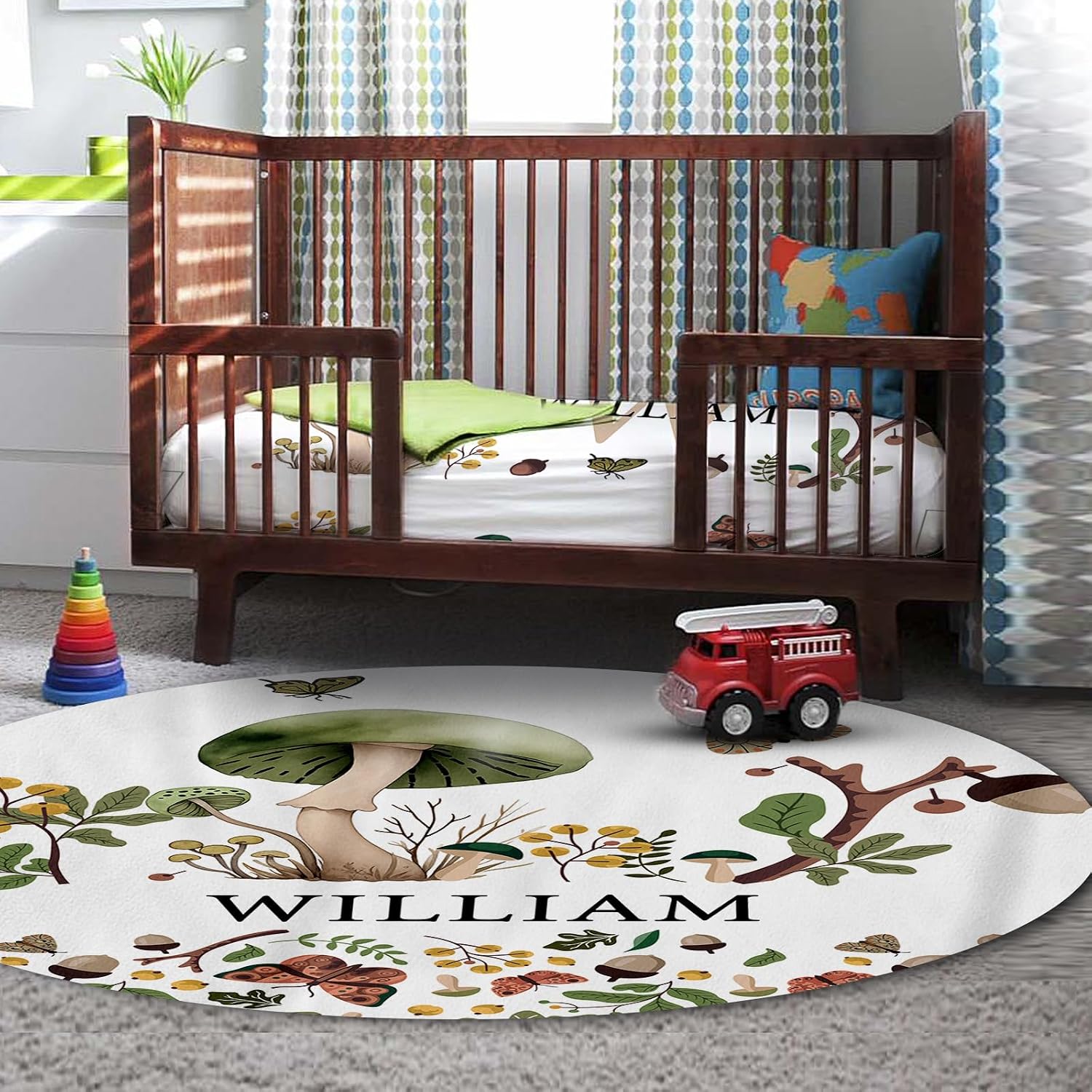 TOOTANN Custom Baby Crib Bedding Set, 5 Pcs Personalized Name Baby Crib Sheets for Kid Toddler Infant, Leaves and Butterflies Nursery Bedding Set