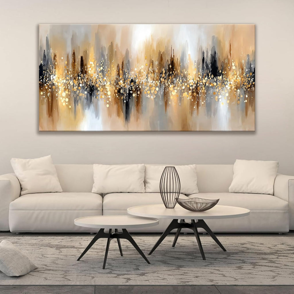 Tsomzxng Large Abstract Wall Art For Living Room Gold Abstract Wall Decor Modern Canvas Art Wall Decor 29' X 58' Painting Gold Wall Art For Bedroom Apartment Office Dining Room Home Decoration