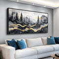 KELIYUAAN Large Canvas Wall Art For Living Room Black Framed Wall Decor For Bedroom Office Wall Decorations Prints Pictures Abstract Mountain Landscape Painting Home Decor Aesthetics 24'X48'