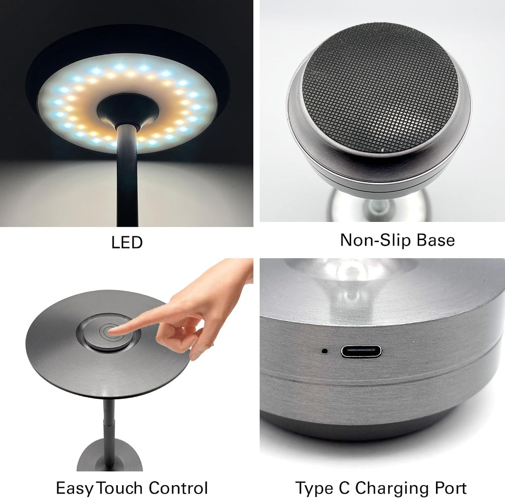 2026 Upgraded 6000mAH for longer battery life. LED Cordless Table Lamps Rechargeable, Portable ,Stepless Dimming Table Light with Memory Function, for Outdoor/Dinner/Patio/Restaurant, Gold (4pcs)
