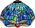 Capulina Tiffany Lamp Shade 12 Inches Wide Accessories Replacement Blue Dragonfly Style Stained Glass Lampshade for Table Lamp