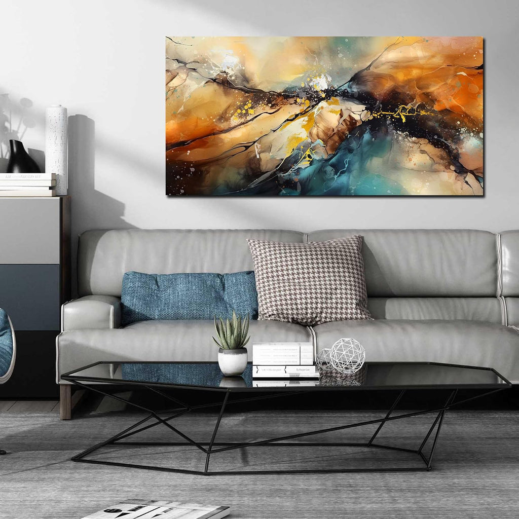 JKWALL77 Large Wall Paintings for Living Room - Yellow Pictures Wall Decor - Abstract Wall Art for Office Ready to Hang Size 29' x 59'