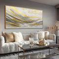 Artexist Abstract Wall Decor Modern Canvas Poster Gold Foil Wood Wall Art 24'x48' Pictures for Bedroom Wall Posters for Dining Room Area