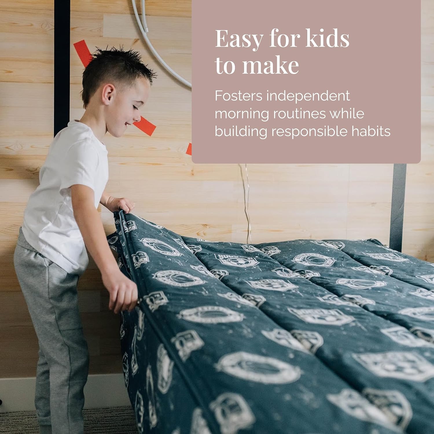 Beddy's Sports Theme Durable Zipper Bedding for Kids - Bed in a Bag - Blue Sheets with Baseball, Football, Basketball, Soccer Comforter - Includes Pillowcase & Sham - Easy to Make & Wash - Full