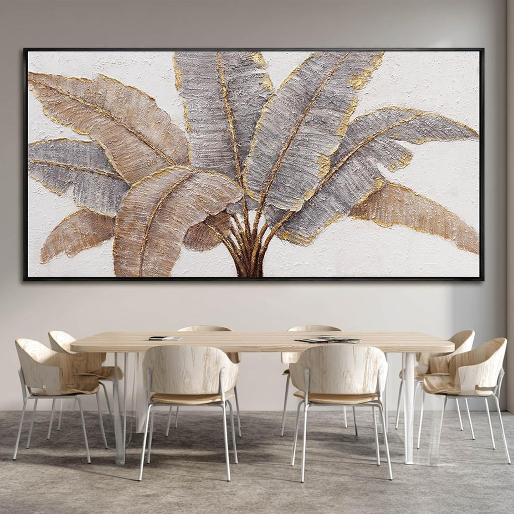 CHUDANHAO Plant Canvas Wall Art Contemporary Wall Decor Gold Pictures Textured Home Decorations 29'x58' Canvas Art for Living Room Kitchen