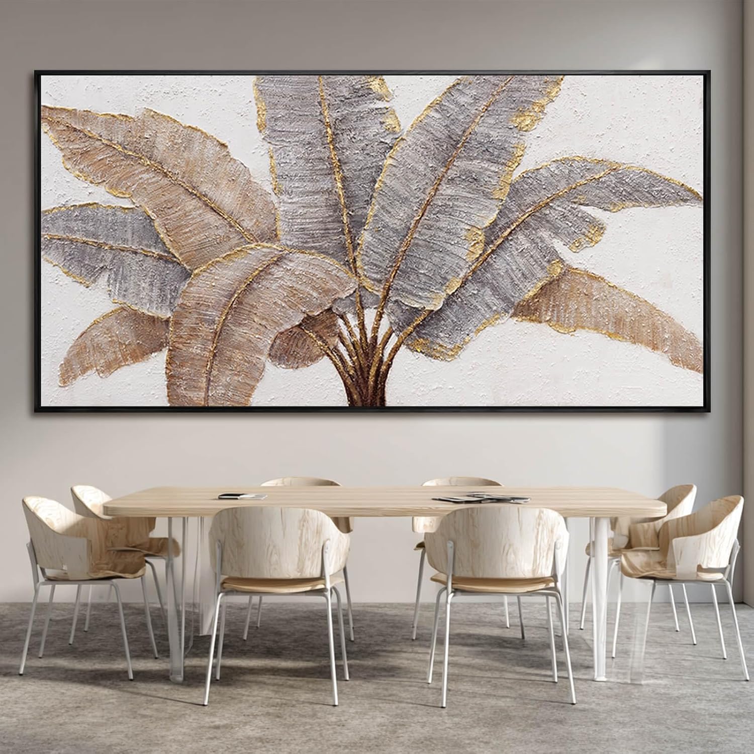 CHUDANHAO Plant Canvas Wall Art Contemporary Wall Decor Gold Pictures Textured Home Decorations 29'x58' Canvas Art for Living Room Kitchen