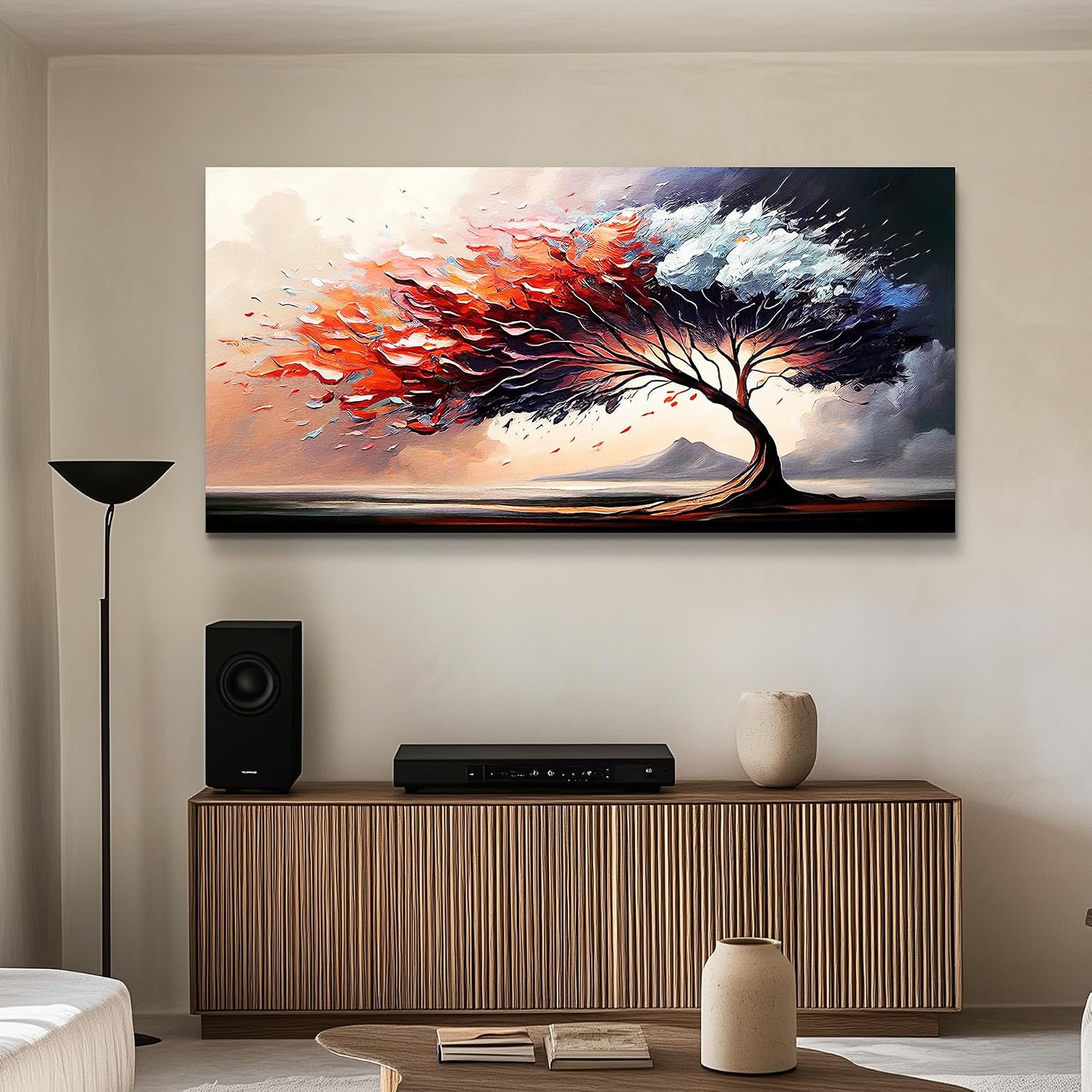 MHARTK66 Wall Decorations For Living Room Large Canvas Wall Art For Bedroom Office Decor Tree Landscape Abstract Wall Paintings Framed Prints Pictures Artwork Modern Hotel Room Home Decor 30x60 In