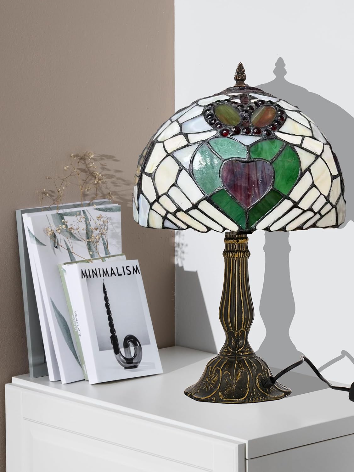 KY&BOSAM Tiffany Table Lamps Irish Gold Crown Celtic Light Stained Glass Art Style Desk Lamp19 Inche Tall 12 Inche Wide Lamp Shade1 Bulb Antique Zinc Base Living Room Bedroom St Patrick's Day Decor