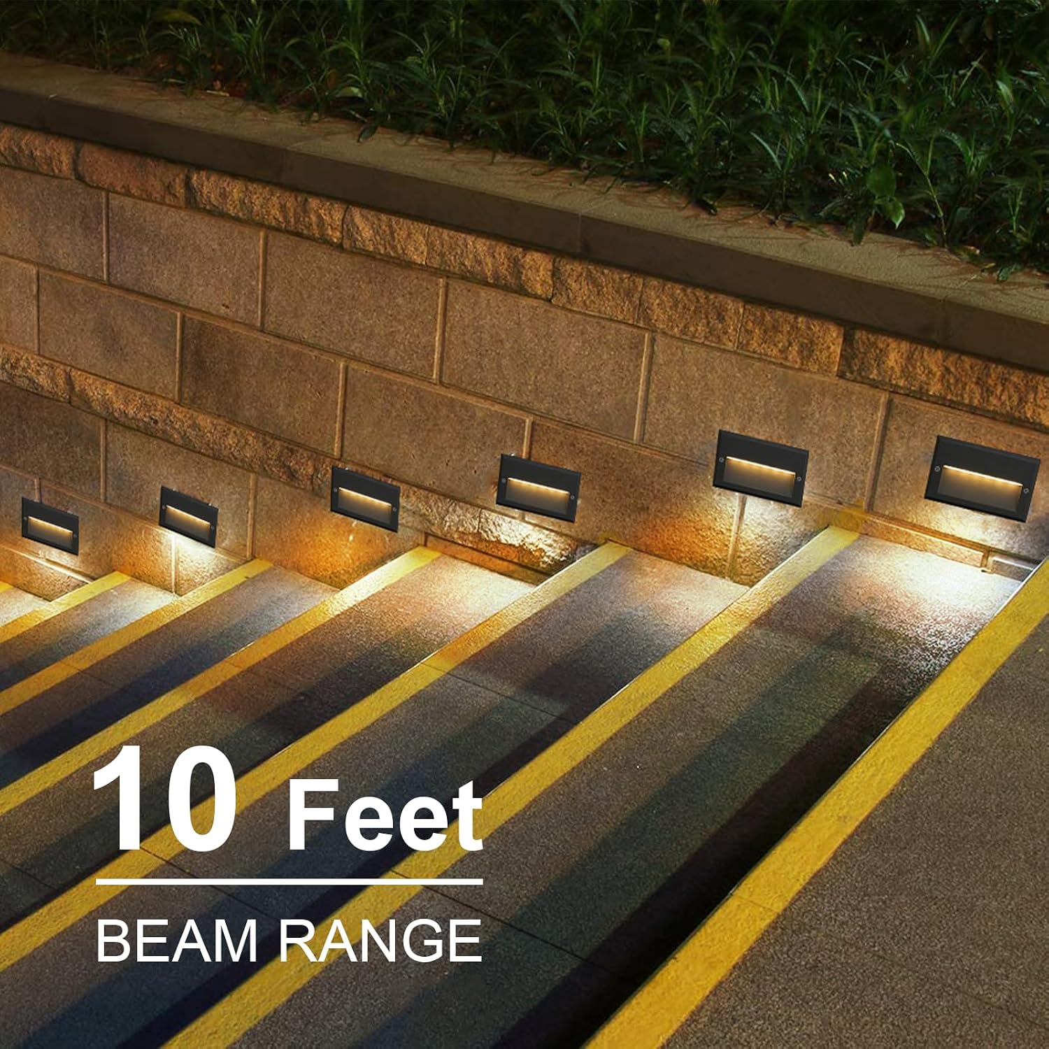 GOODSMANN Low Voltage Step Lights Kits 5.5 Inch Outdoor 12V AC Landscape Stair Lights Wired 8PK 3W LED Electric Outdoor Deck Lighting Black Metal 49 Lumens 3000K Warm White with Cable Connectors