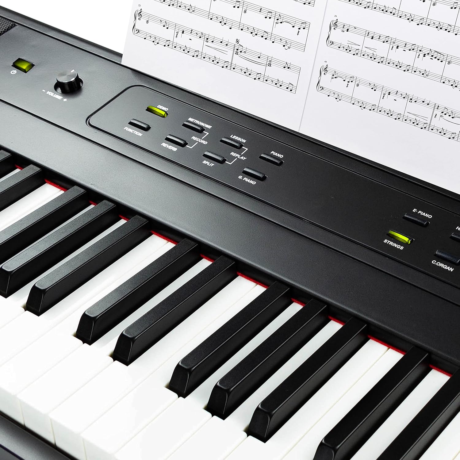 RockJam 88 Key Digital Piano with Full Size Semi-Weighted Keys, Power Supply, Sheet Music Stand, Piano Note Stickers & Simply Piano Lessons & KB100 Adjustable Padded Keyboard Bench, X-Style, Black