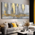 XIANSHOU Gold Wall Decor Hand Drawn Paintings Abstract Canvas Wall Art Large Pictures Grey Poster Arts 29'x58'