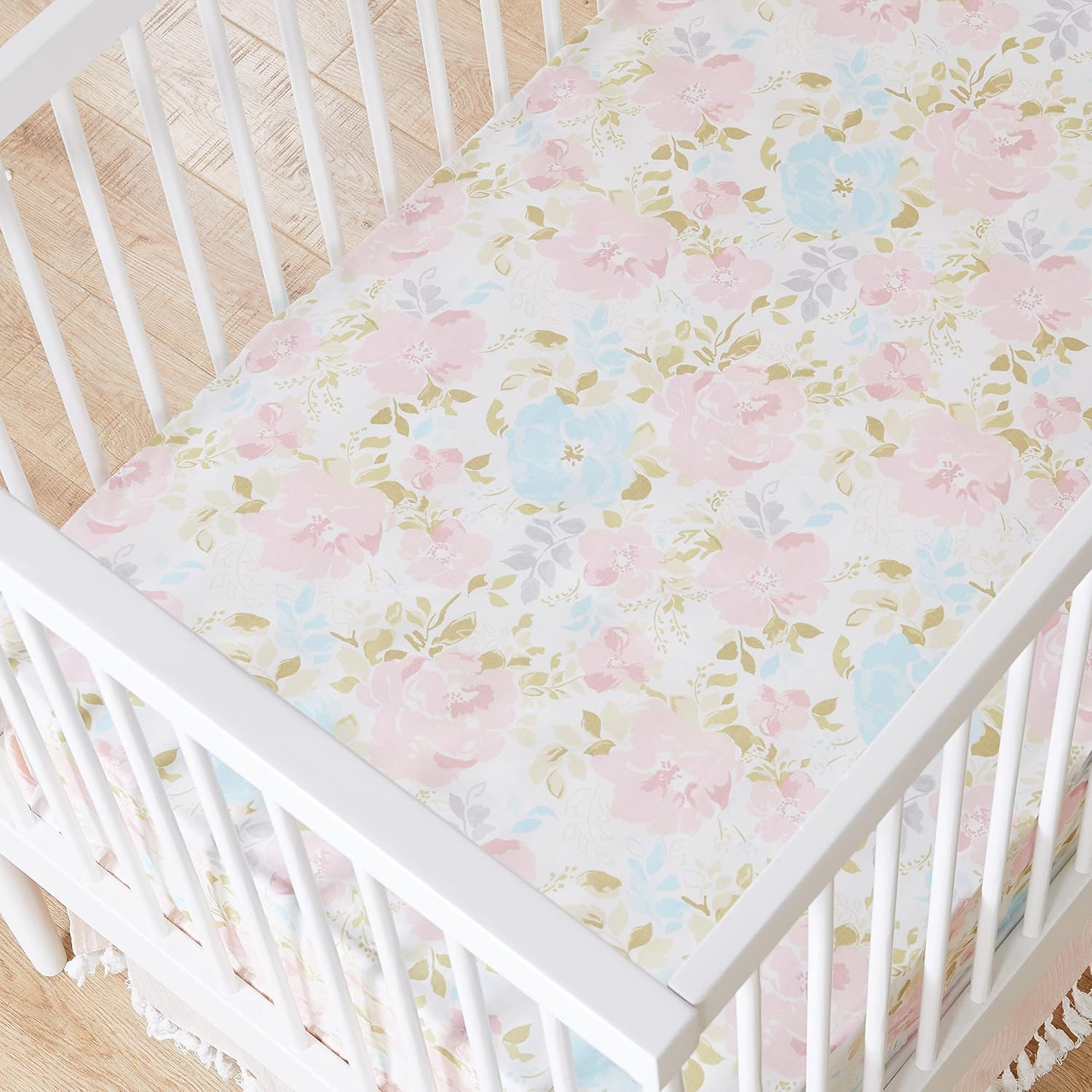 Levtex Baby Nest & Nod Amelia 3pc Bedding Set, Cotton, Pink, (Quilt, Dust Ruffle, Crib Fitted Sheet)