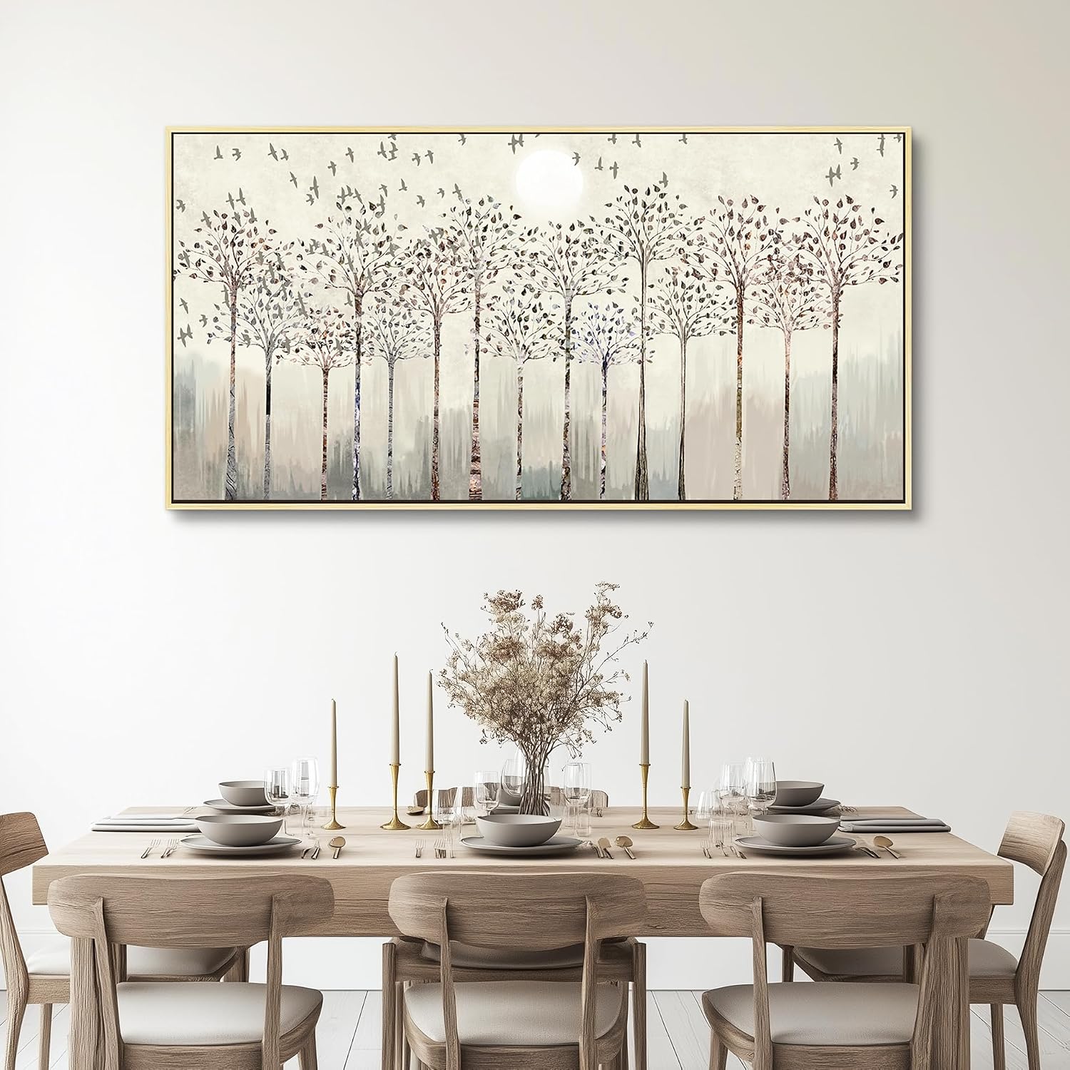 Scenery Abstract Wall Painting Framed Canvas Wall Art For Living Room Large Size Wall Decorations For Bedroom Office Wall Decor Pictures Artwork Canvas Prints Home Boho Wall Decor Natural Wood Framed