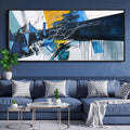 KLAKLA Wall Art for Living Room - Blue Abstract Canvas Pictures Framed Artwork for walls Extra Large Prints for Bedroom Above the Bed Decor 70x31 Inches
