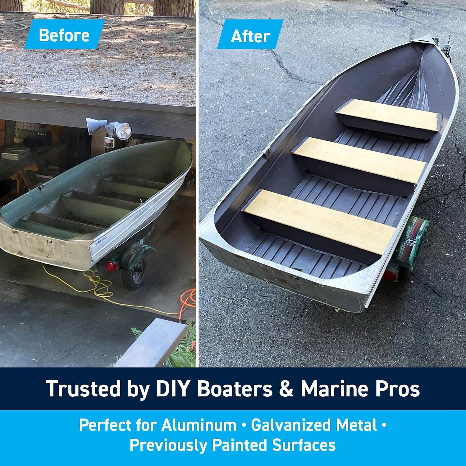 TotalBoat Aluminum Boat Paint | Durable, Fast-Drying Marine Paint for Canoes, Jon Boats, Dinghies, Pontoons, Hunting Blinds, and Trailers | Black, Gallon
