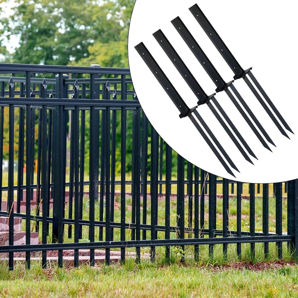 Iron Fence Post Repair Stakes Heavy Duty Ground Support Anchor Kit for Garden Mailboxes Yard Post Fixer- 4 Pieces