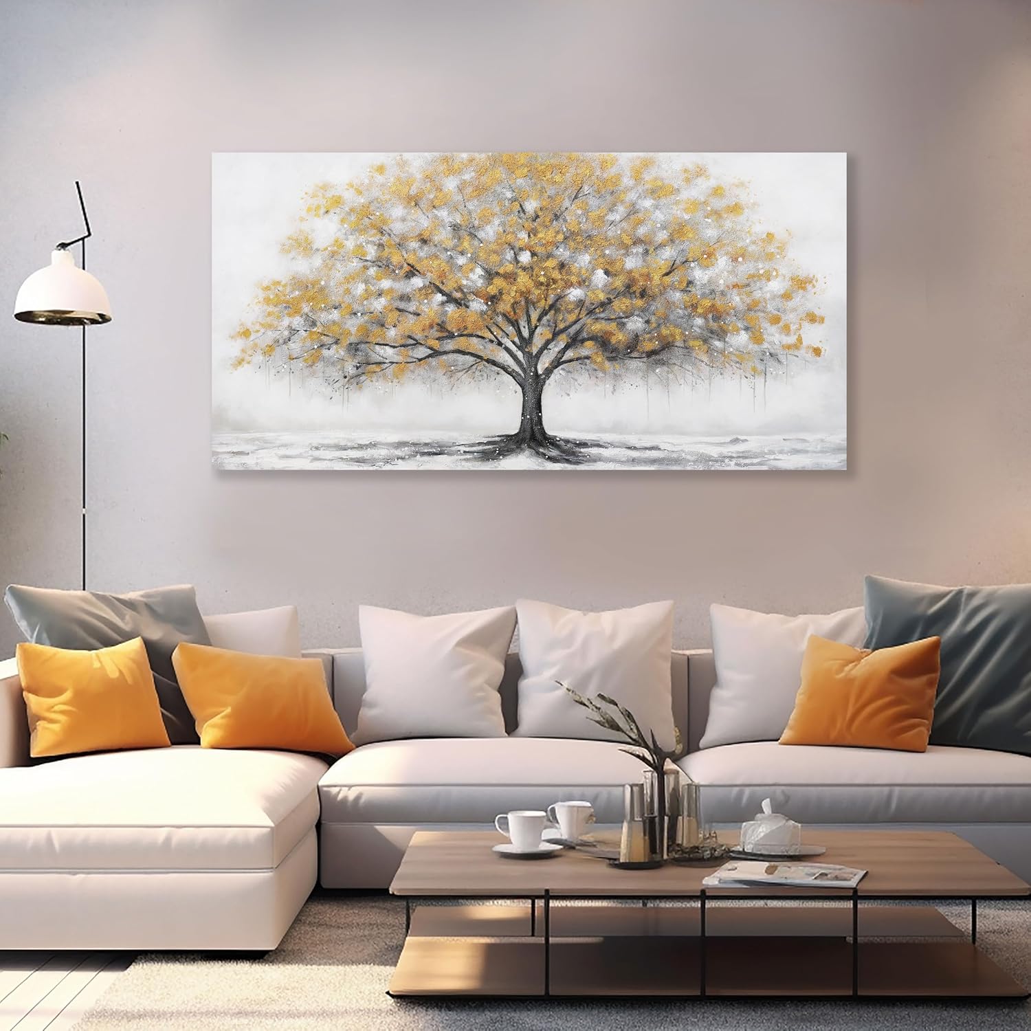 Glvzygy Wall Art Abstract Gold Tree of Life Canvas Modern Art Oil Painting Texture Tree Painting Living Room Bedroom Dining Room Home Office Decor Wall Decor 29' x 58'