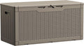 Devoko 100 Gallon Waterproof Large Resin Deck Box Indoor Outdoor Lockable Storage Container for Patio Furniture Cushions Garden Tools (100 Gallon, Light Brown)
