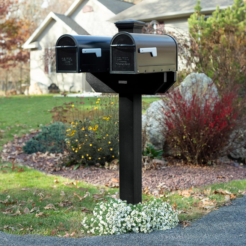 Hazelton Side-by-Side Mailbox Post, Black