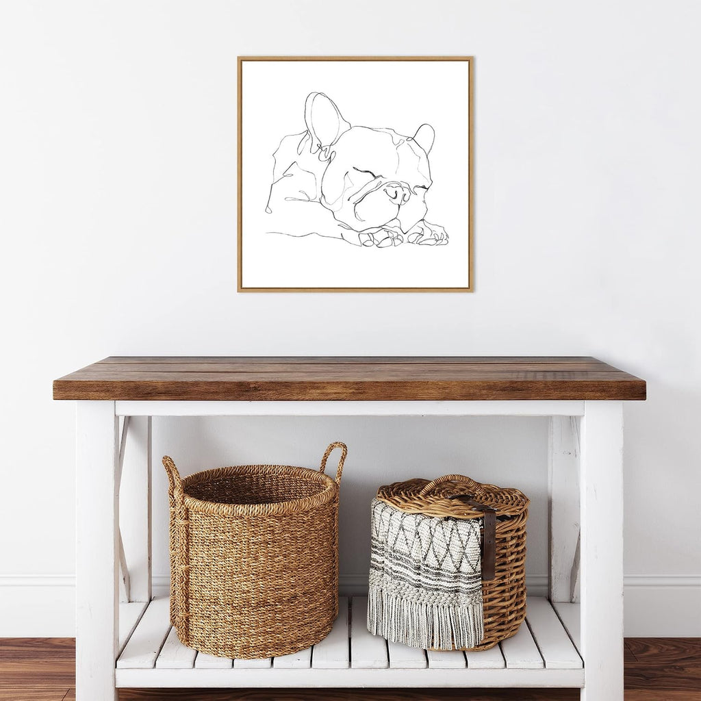 Amanti Art Framed Canvas Wall Art 22x22 French Bulldog Contour II by Ethan Harper, Framed Wall Art Canvas, Animals Artwork, Modern Decor, Medium Poster Painting for Living Room, Bedroom, Bathroom,