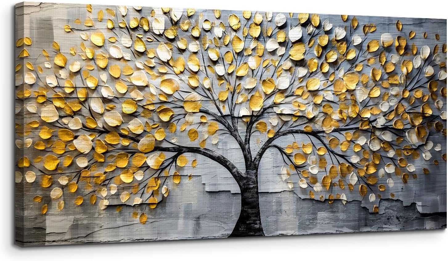 crmotu Tree of Life Large Wall Art for Living Room, Golden Tree Neutral Abstract Canvas Painting Art Prints, Nature Plant Modern Pictures Wall Decor for Bedroom Bathroom Dining Room Office 29'X57'