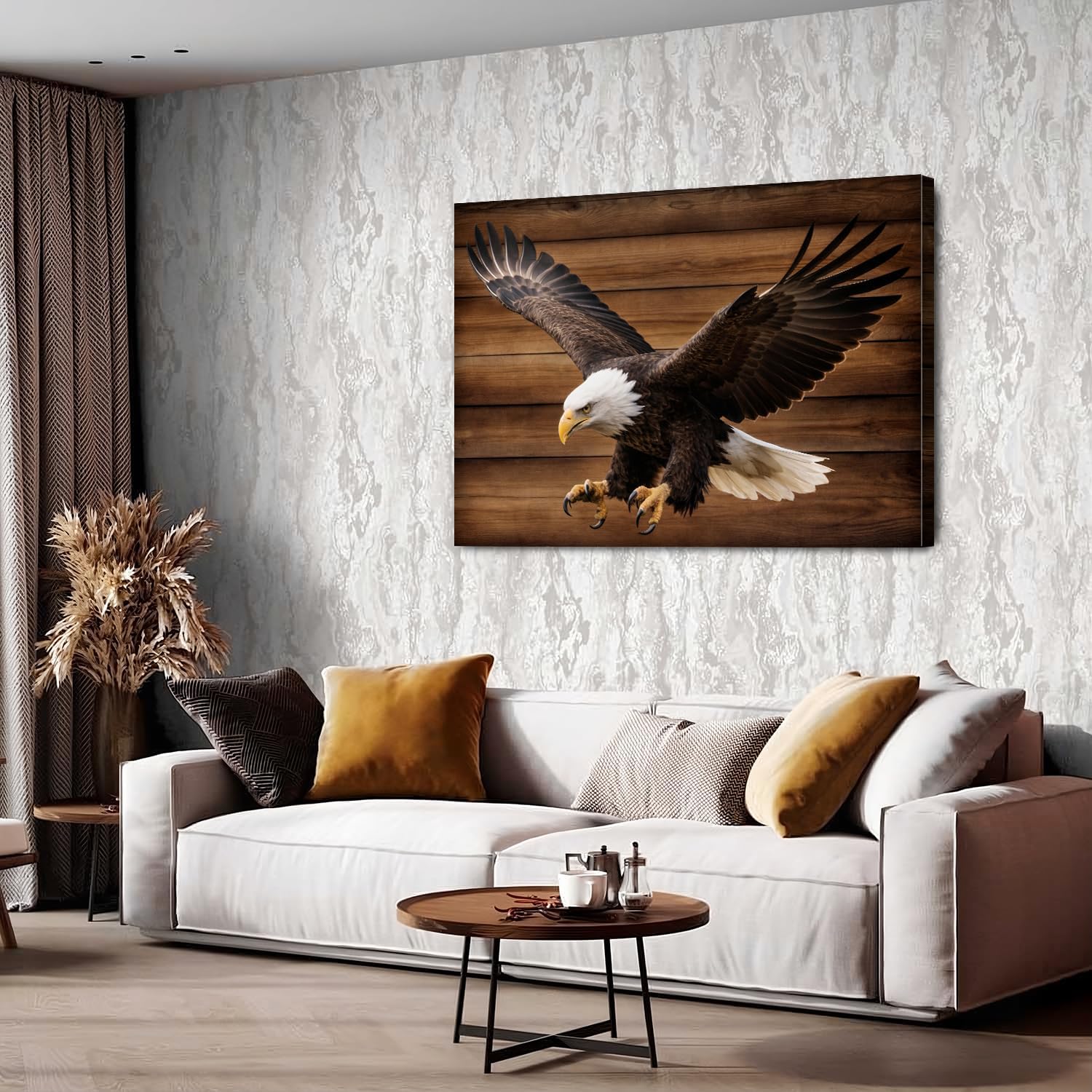 American Bald Eagle Wall Art Bird Pictures Canvas Wall Decor Rustic Farmhouse Wildlife Painting Cabin Lodge Decor Woodland Western Animal Artwork for Living Room Bedroom Office Home Decoration 32x48'