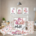 Terwex Custom Baby Crib Bedding Set - 5 Pcs Personalized Name Pink Dinosaurs Crib Set for Infants Toddlers Girls - Soft Double Layer Nursery Bedding Set - Customized Present for Birthday Baby Shower