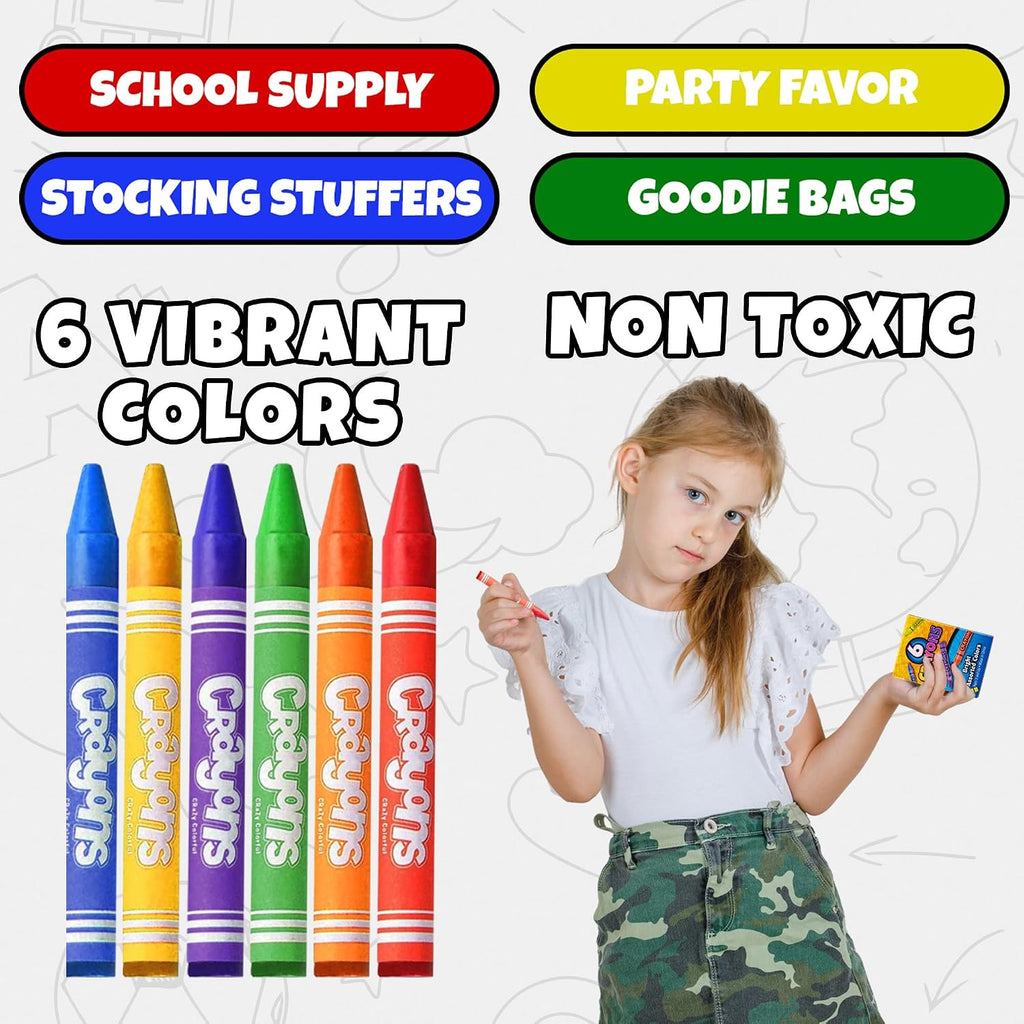 Bedwina Bulk Crayons Case of 480 6-packs Total 2880 Color Crayon Bulk School Supplies For Kids & Toddler, Teachers & Classroom, Nontoxic Travel Crayons Party Favors, Restaurants, Goody Bags Stuffers