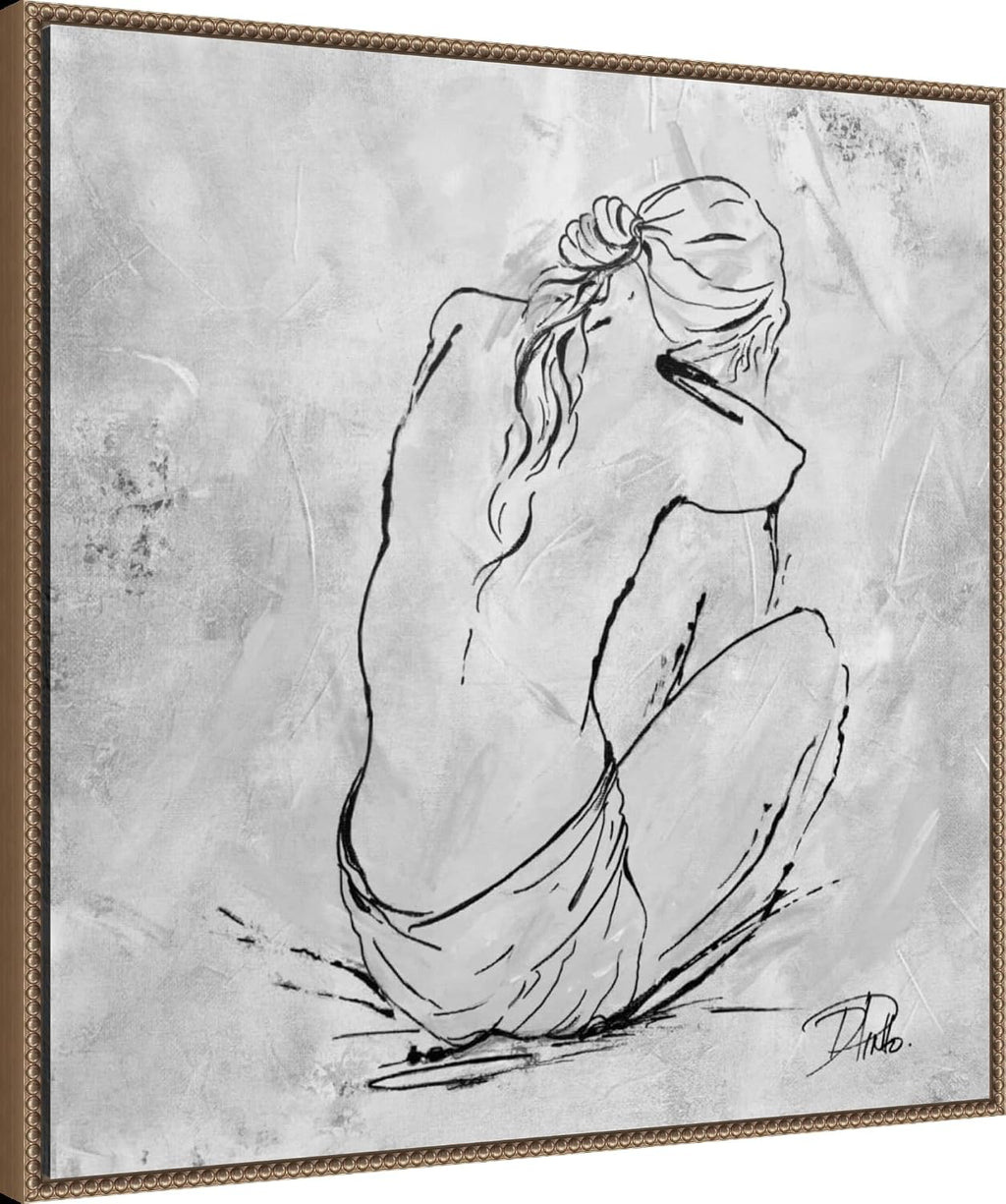 Amanti Art Framed Canvas Wall Art 30x30 Nude Sketch I by Patricia Pinto, Framed Wall Art Canvas, Abstract Artwork, Traditional Decor, Large Poster Painting for Living Room, Bedroom, Bathroom, Kitchen