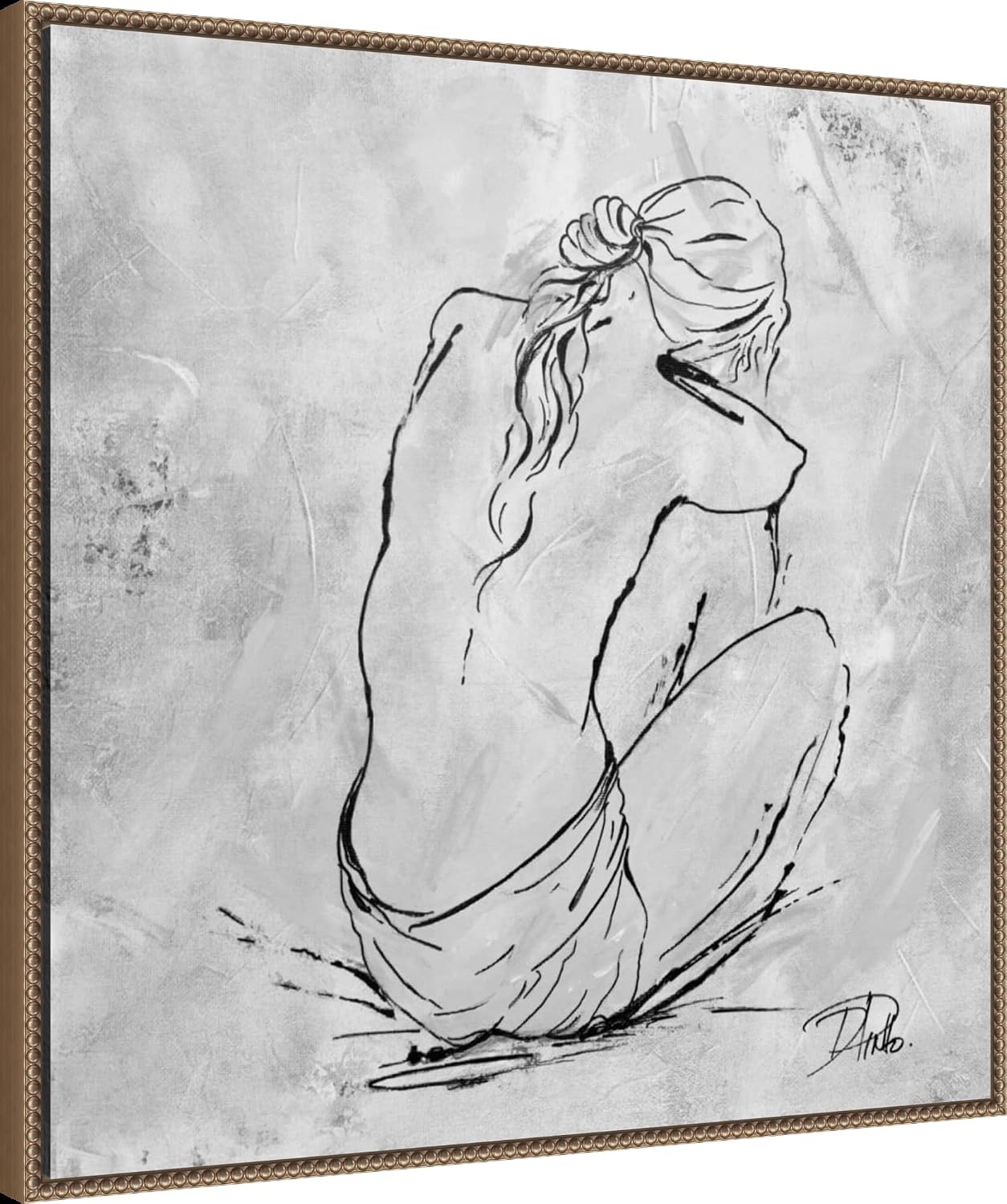 Amanti Art Framed Canvas Wall Art 30x30 Nude Sketch I by Patricia Pinto, Framed Wall Art Canvas, Abstract Artwork, Traditional Decor, Large Poster Painting for Living Room, Bedroom, Bathroom, Kitchen
