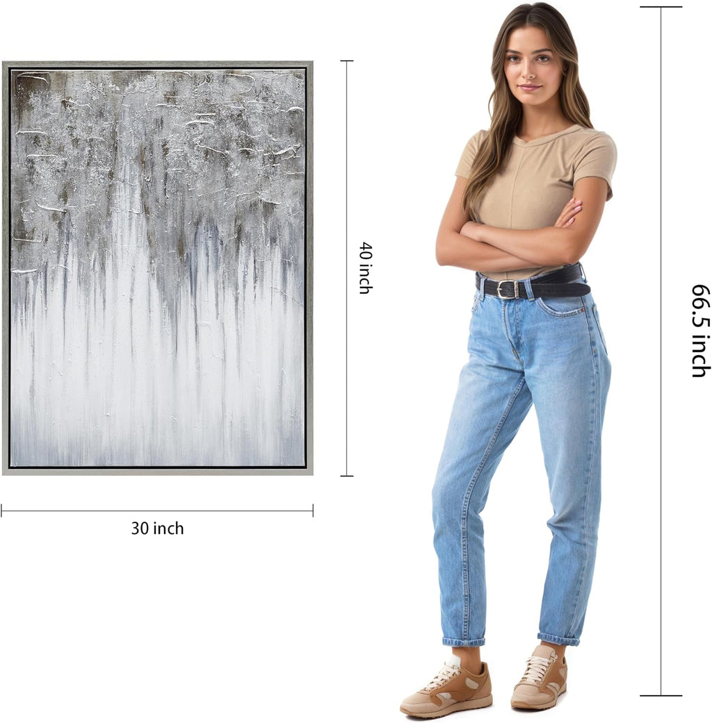Empire Art Direct Abstract Wall Art Textured Hand Painted Canvas by Martin Edwards, Champagne Frame, 40' x 30', Iceberg