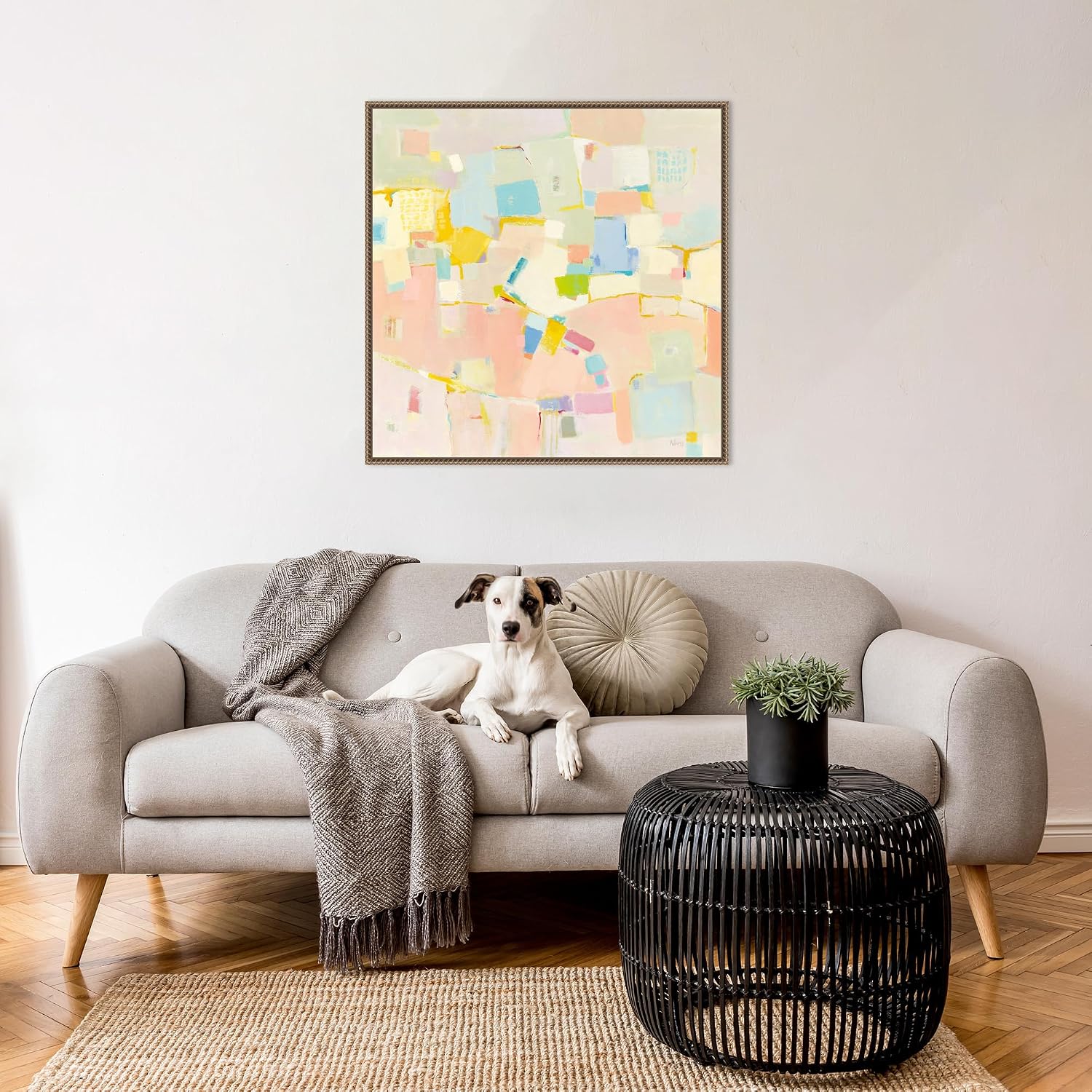 Amanti Art Framed Canvas Wall Art 30x30 Block Party by Phyllis Adams, Framed Wall Art Canvas, Abstract Artwork, Traditional Decor, Large Poster Painting for Living Room, Bedroom, Bathroom, Kitchen,