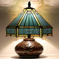 Small Tiffany Table Lamp Mini Mushroom Stained Glass Lamp Memory Sympathy lamp 10X11 Inch (Hexagon Mission Style)