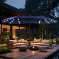 MFSTUDIO 15ft Double Sided Patio Umbrella with Solar Lights, Outdoor Large Umbrellas with Crank Handle and 36 LED Lights, Rectangular Market Umbrella with Base Included for Deck Pool Shade, Navy Blue