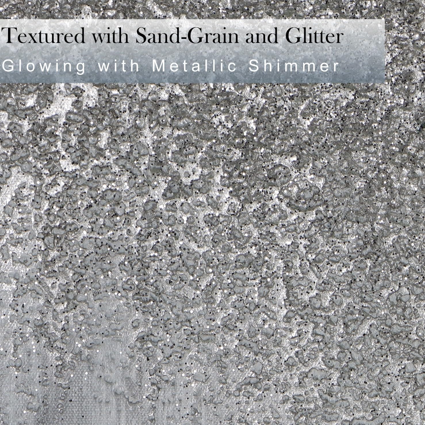 Silver Abstract Wall Art Decor - Grey Hand-Painting Embellished with Sand Grain and Glitter in Metallic Hues, Brilliant Modern Abstract Canvas for Living room, Bedroom Decor, 28' x 40', Framed