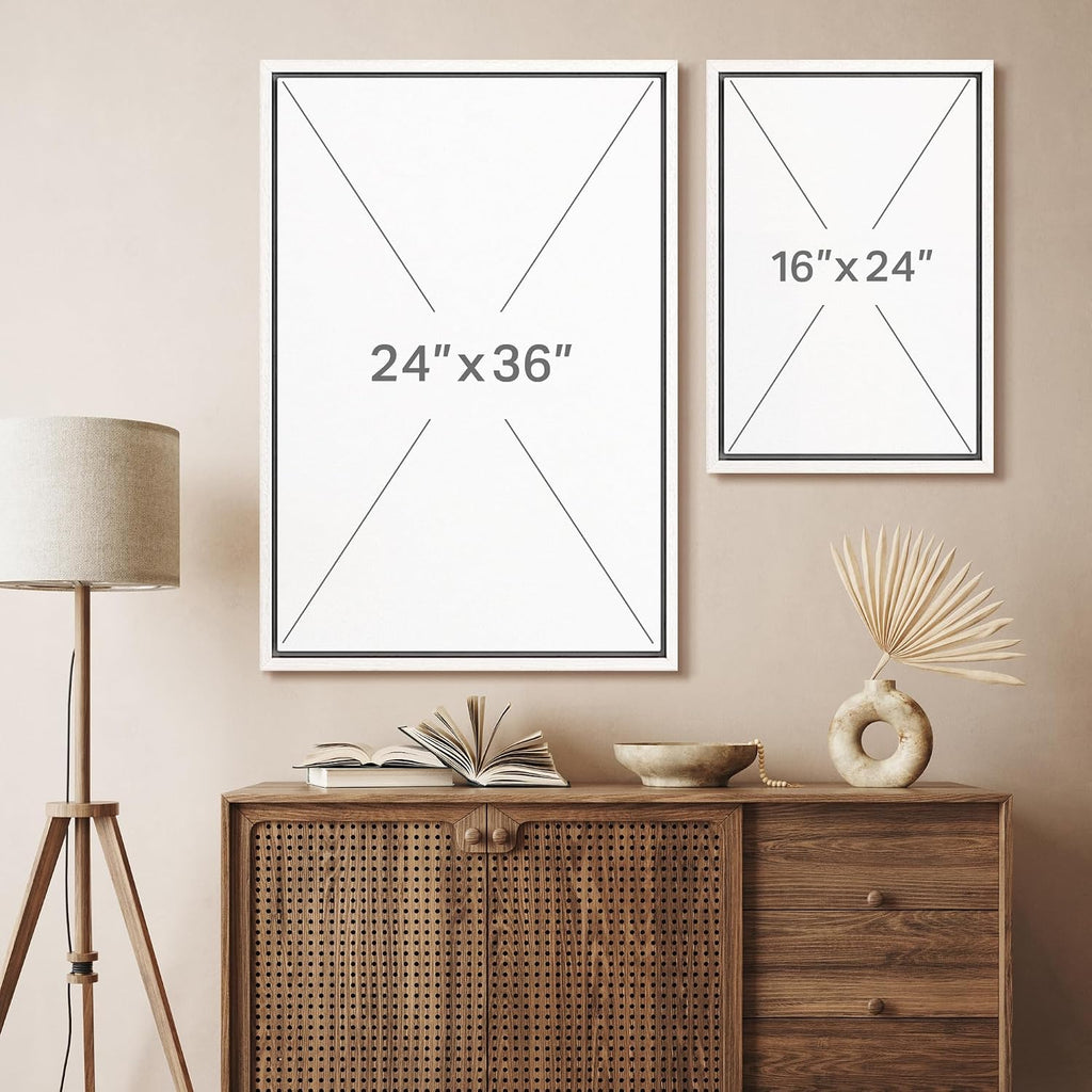 SIGNFORD Framed Canvas Print Wall Art Set Desert Haze Abstract Neutral Beige and Brown Illustrations Modern Art Relax/Calm for Living Room, Bedroom, Office - 16'x24'x3 White
