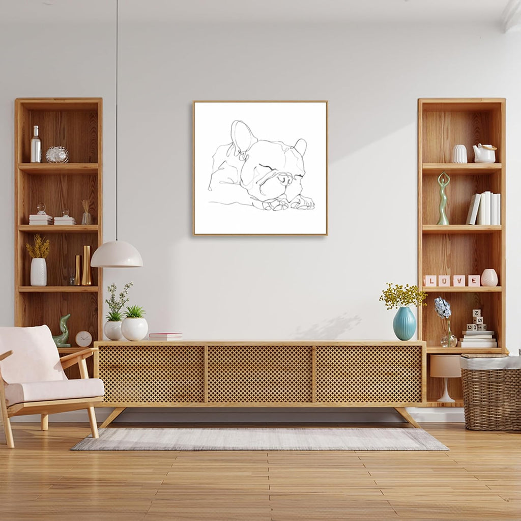 Amanti Art Framed Canvas Wall Art 30x30 French Bulldog Contour II by Ethan Harper, Framed Wall Art Canvas, Animals Artwork, Modern Decor, Large Poster Painting for Living Room, Bedroom, Bathroom,