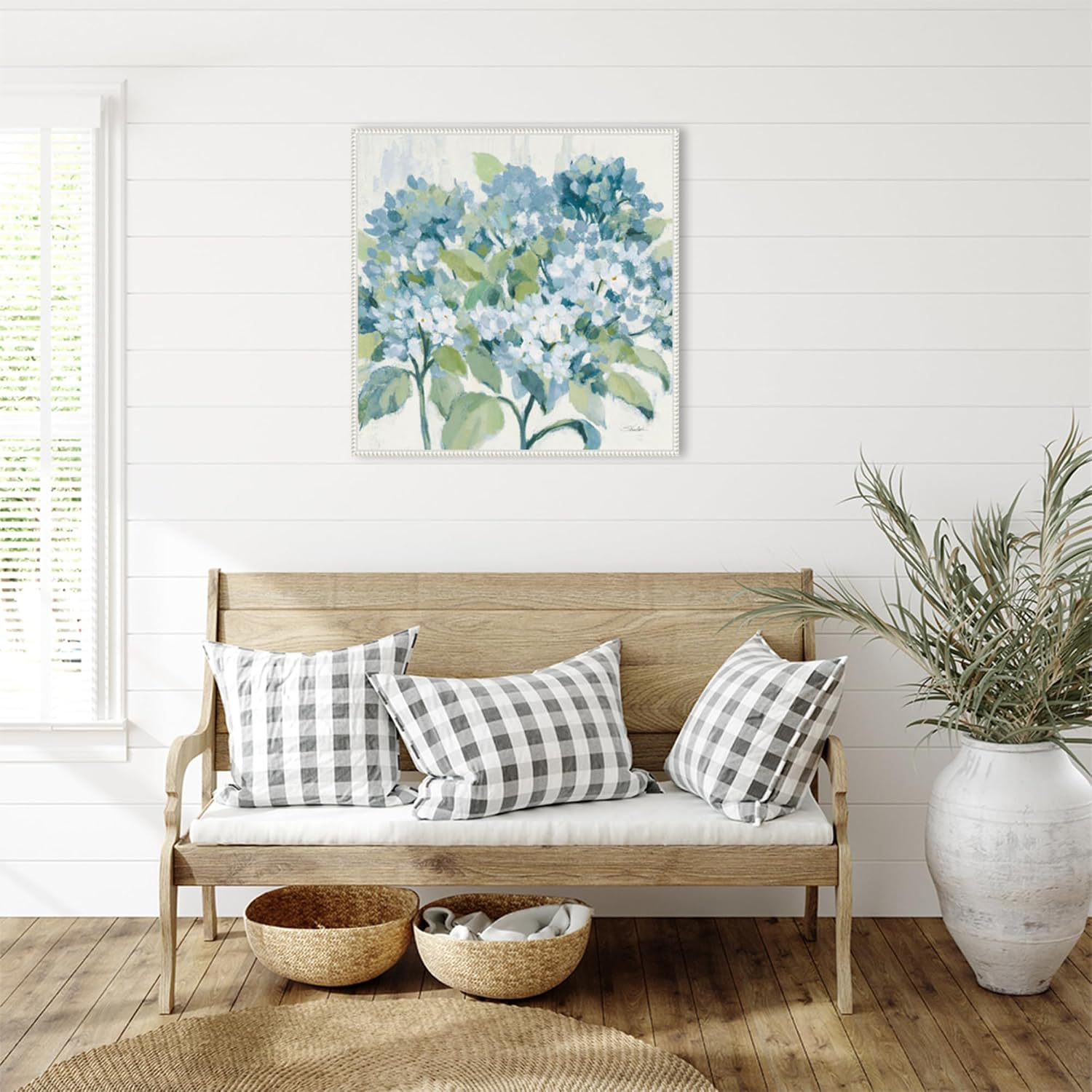 Amanti Art Framed Canvas Wall Art 30x30 Romantic Hydrangeas Blue by Silvia Vassileva, Framed Wall Art Canvas, Flowers Artwork, Traditional Decor, Large Poster Painting for Living Room, Bedroom,