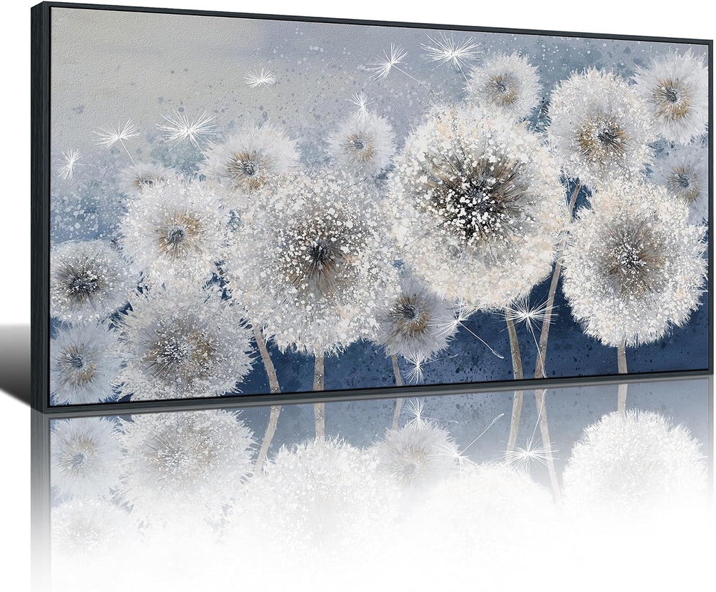 Pogusmavi Dandelion Wall Art Modern Wall Decor Botanical Framed Artwork for Walls Office Artwork Pictures for Bedroom Canvas Painting for Living Room 30x60 Black Framed