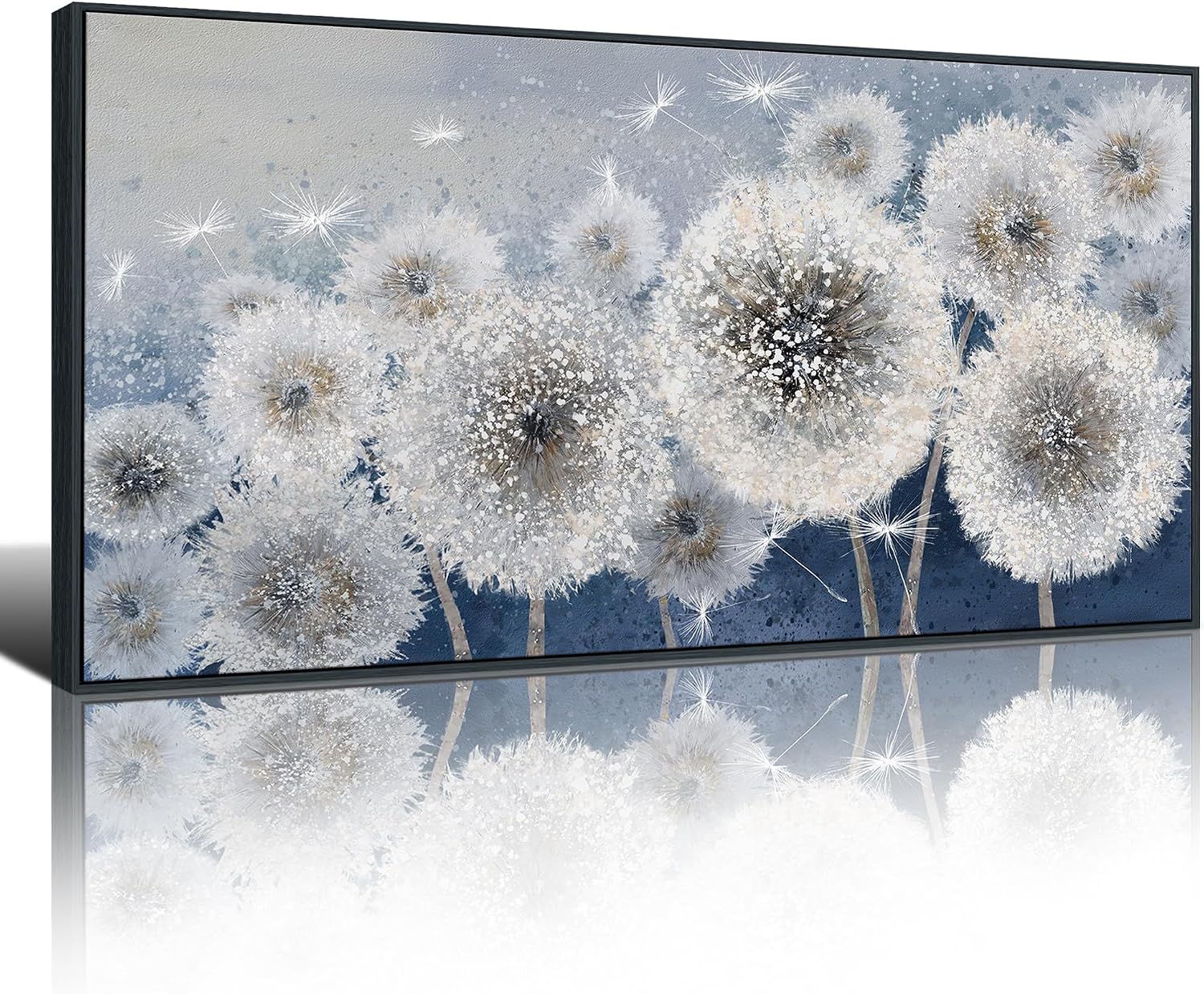 Pogusmavi Dandelion Wall Art Modern Wall Decor Botanical Framed Artwork for Walls Office Artwork Pictures for Bedroom Canvas Painting for Living Room 30x60 Black Framed