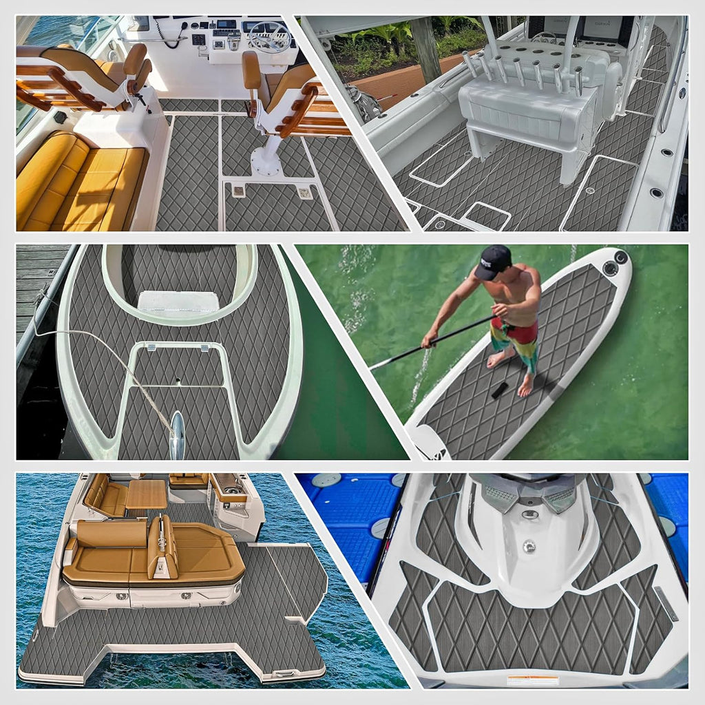 Boat Flooring EVA Foam Boat Decking Sea Deck Boat Flooring Self-Adhesive Faux Teak Marine Boat Decking Non-Slip Mat for Boat Deck Yacht Motorboat Fishing Boat Surfboard Kayak 94x44/28/16