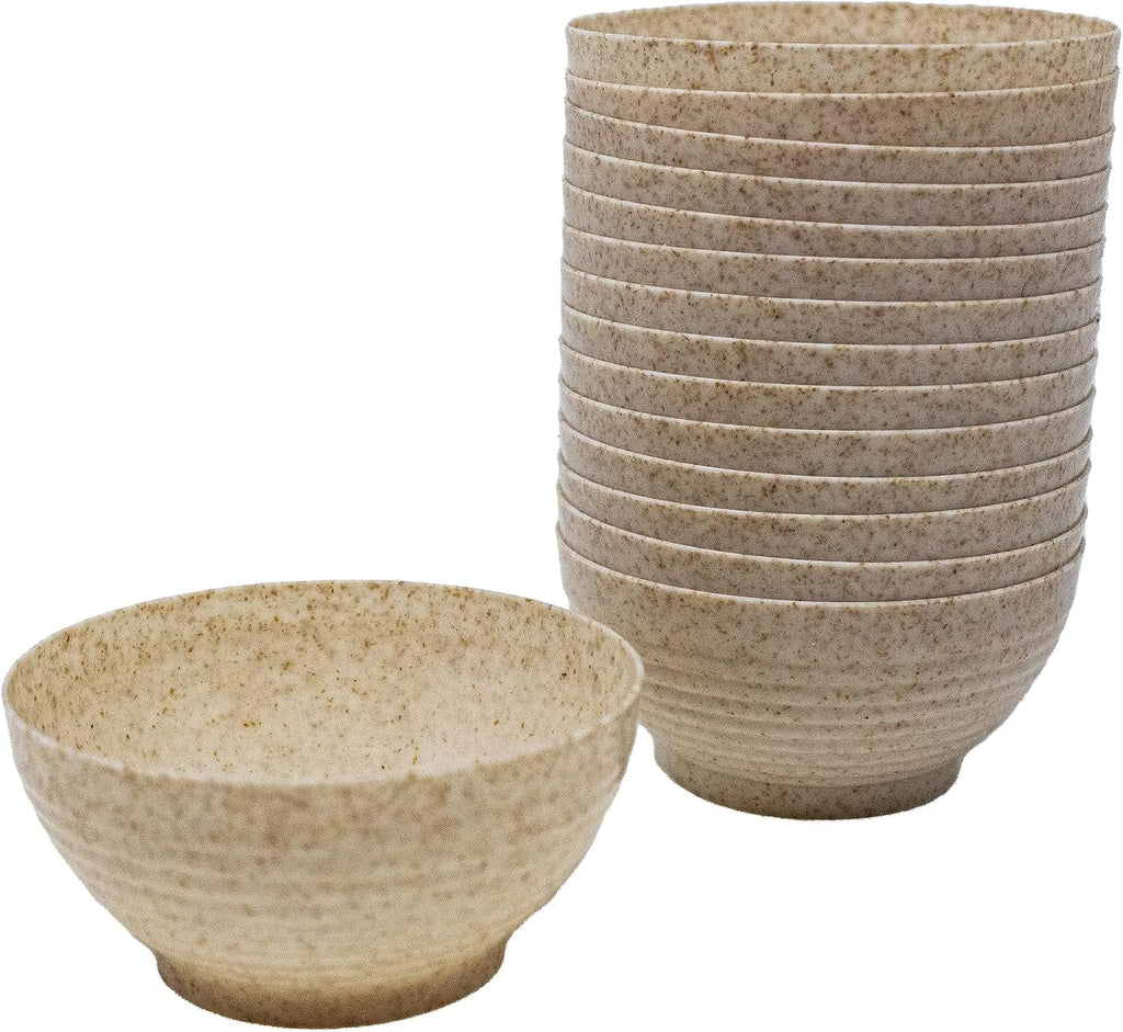 600 Pack Eco-Wheat 3 oz. Asian-Style Mini Wheat Plastic Bowl for Appetizer Bowls Wheat Plastic Small Disposable Dessert Bowls Professional-Grade Recyclable Wheat Straw Mini Dessert Cup CMJJ
