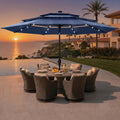 Sophia & William 10ft Patio Umbrellas 3-Tier Umbrella Outdoor Patio Umbrellas with Lights Vented Top 24 LED lights Adjustable Tilt for Pool Garden Backyard, Navy