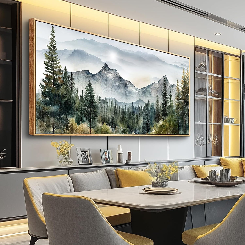 MHARTK66 Large Wall Decor For Living Room Wood Framed Wall Art For Office Bedroom Pictures Mountain Forest Landscapes Ink Canvas Prints Painting Artwork Abstract Modern Stretched and Framed Poster